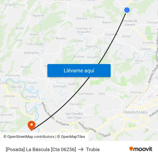 [Posada]  La Báscula [Cta 06256] to Trubia map