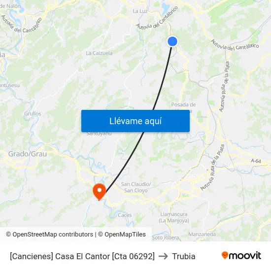 [Cancienes]  Casa El Cantor [Cta 06292] to Trubia map