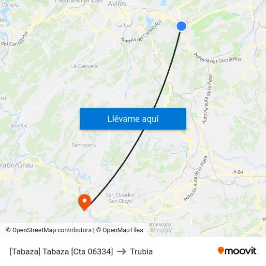 [Tabaza]  Tabaza [Cta 06334] to Trubia map