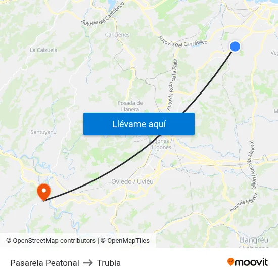 Pasarela Peatonal to Trubia map