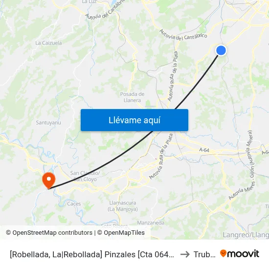 [Robellada, La|Rebollada]  Pinzales [Cta 06455] to Trubia map