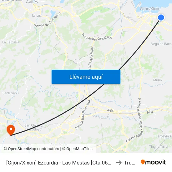 [Gijón/Xixón]  Ezcurdia - Las Mestas [Cta 06580] to Trubia map