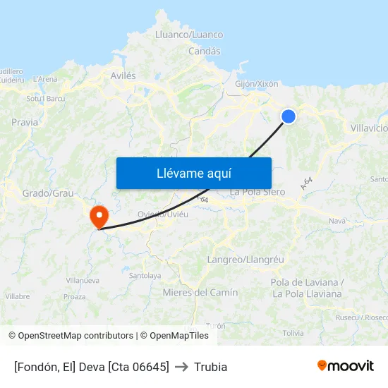 [Fondón, El]  Deva [Cta 06645] to Trubia map