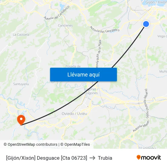 [Gijón/Xixón]  Desguace [Cta 06723] to Trubia map