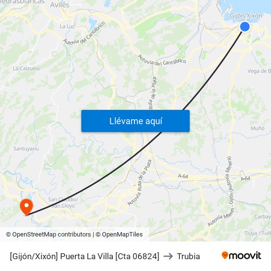 [Gijón/Xixón]  Puerta La Villa [Cta 06824] to Trubia map