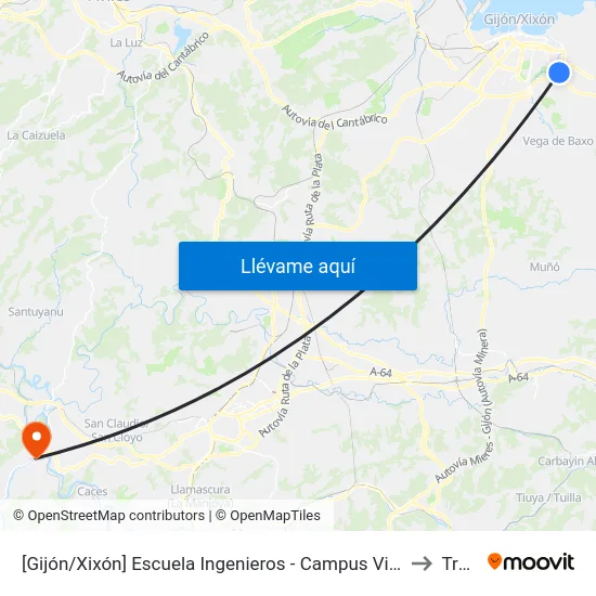 [Gijón/Xixón]  Escuela Ingenieros - Campus Viesques [Cta 06903] to Trubia map