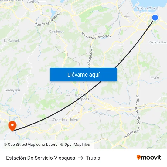 Estación De Servicio Viesques to Trubia map