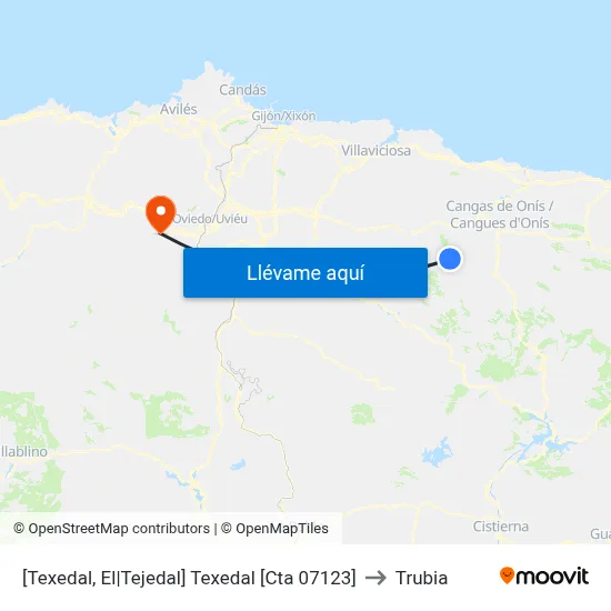 [Texedal, El|Tejedal]  Texedal [Cta 07123] to Trubia map