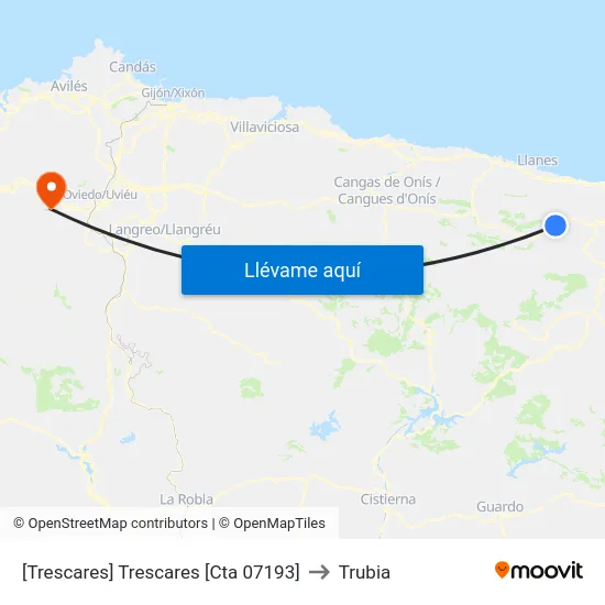 [Trescares]  Trescares [Cta 07193] to Trubia map