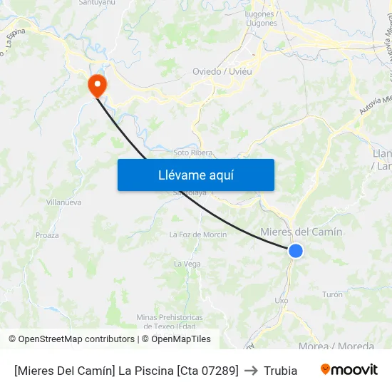 [Mieres Del Camín]  La Piscina [Cta 07289] to Trubia map