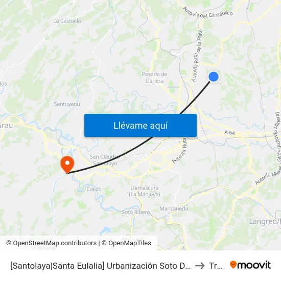 [Santolaya|Santa Eulalia]  Urbanización Soto De Llanera 4 [Cta 07299] to Trubia map