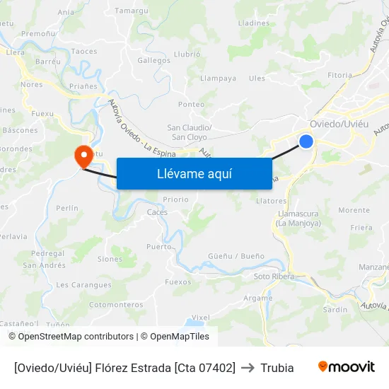 [Oviedo/Uviéu]  Flórez Estrada [Cta 07402] to Trubia map
