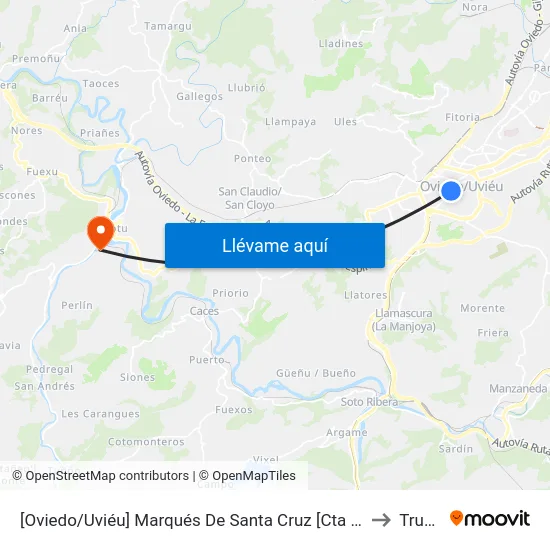 [Oviedo/Uviéu]  Marqués De Santa Cruz [Cta 07405] to Trubia map