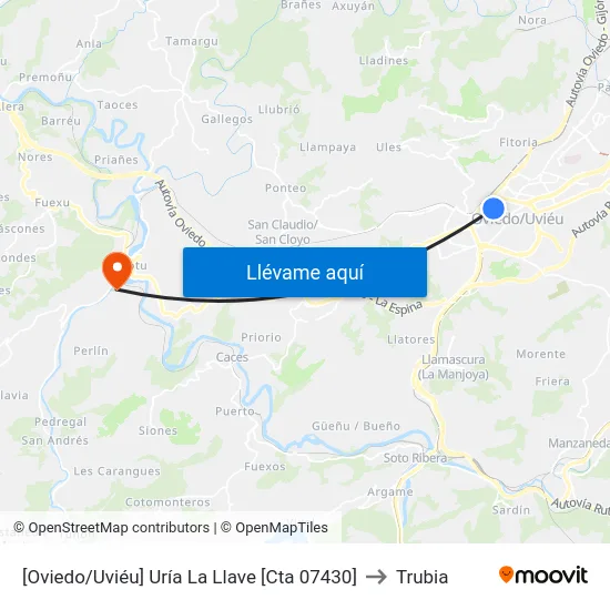[Oviedo/Uviéu]  Uría La Llave [Cta 07430] to Trubia map