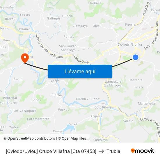 [Oviedo/Uviéu]  Cruce Villafría [Cta 07453] to Trubia map