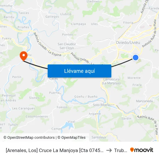 [Arenales, Los]  Cruce La Manjoya [Cta 07459] to Trubia map