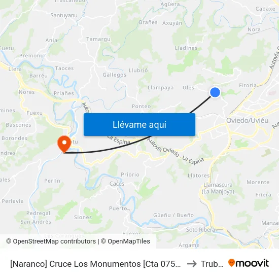 [Naranco]  Cruce Los Monumentos [Cta 07561] to Trubia map