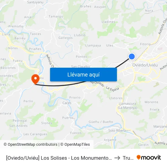 [Oviedo/Uviéu]  Los Solises - Los Monumentos [Cta 07567] to Trubia map