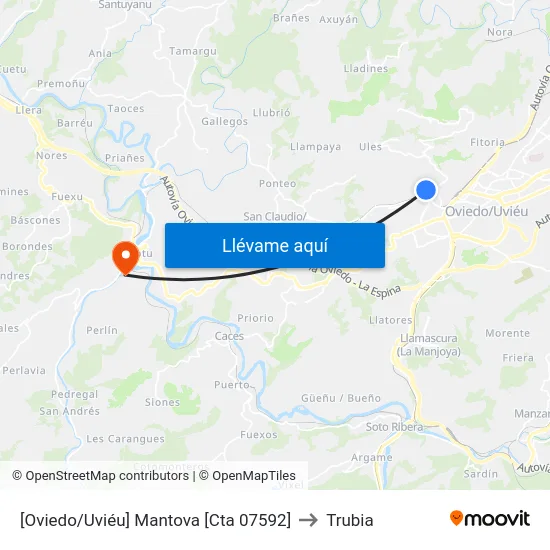 [Oviedo/Uviéu]  Mantova [Cta 07592] to Trubia map