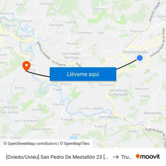 [Oviedo/Uviéu]  San Pedro De Mestallón 23 [Cta 07663] to Trubia map