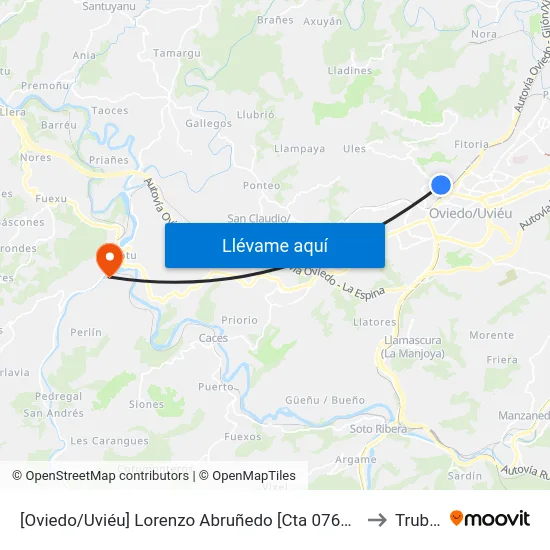 [Oviedo/Uviéu]  Lorenzo Abruñedo [Cta 07679] to Trubia map