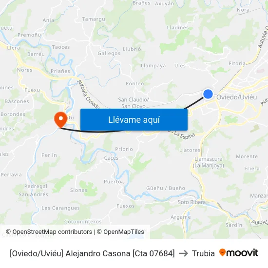 [Oviedo/Uviéu]  Alejandro Casona [Cta 07684] to Trubia map