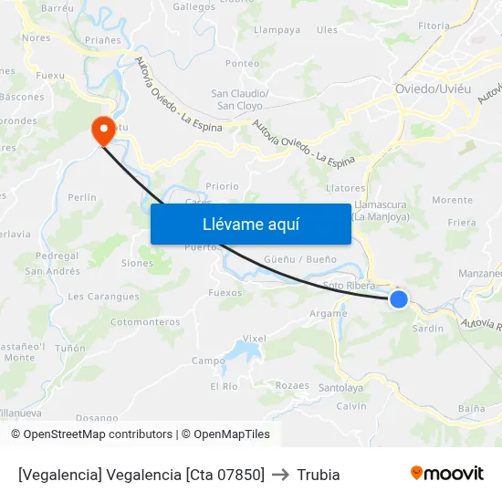 [Vegalencia]  Vegalencia [Cta 07850] to Trubia map