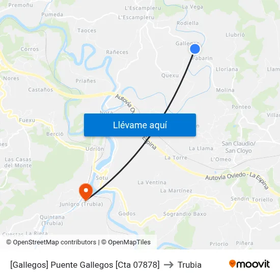 [Gallegos]  Puente Gallegos [Cta 07878] to Trubia map