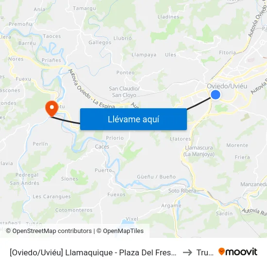 [Oviedo/Uviéu]  Llamaquique - Plaza Del Fresno [Cta 07892] to Trubia map