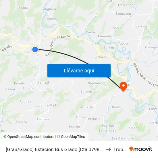 [Grau/Grado]  Estación Bus Grado [Cta 07985] to Trubia map