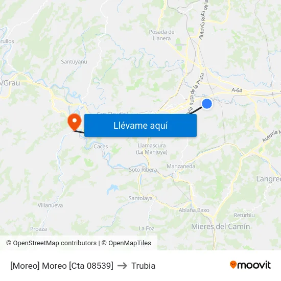 [Moreo]  Moreo [Cta 08539] to Trubia map