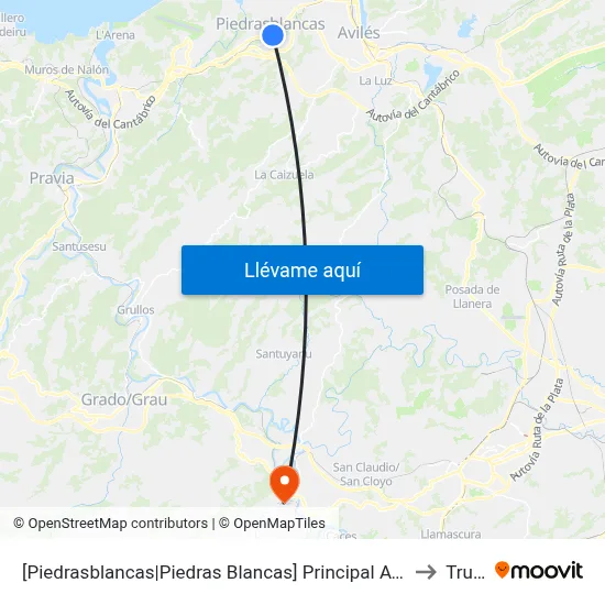 [Piedrasblancas|Piedras Blancas]  Principal Avda [Cta 09131] to Trubia map