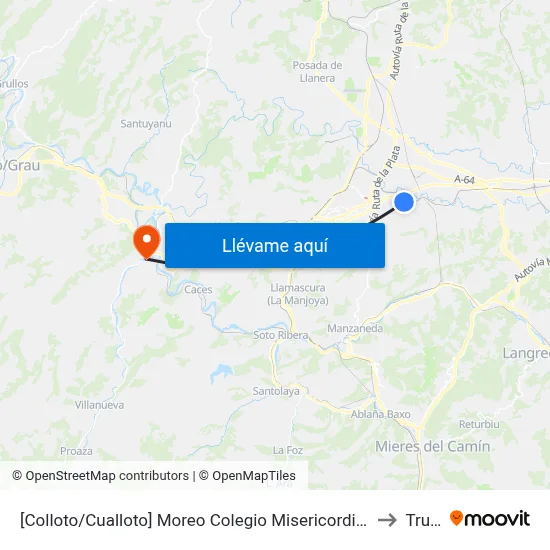 [Colloto/Cualloto]  Moreo Colegio Misericordioso [Cta 10020] to Trubia map