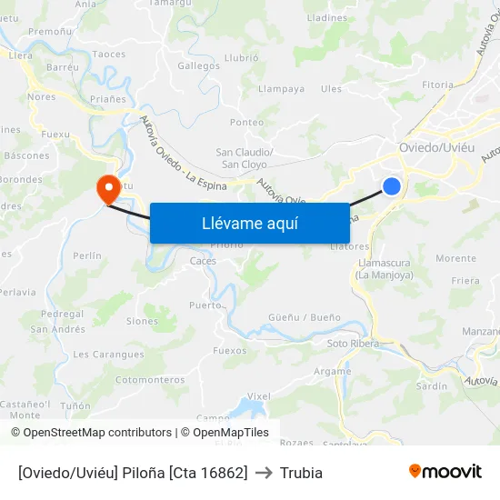 [Oviedo/Uviéu]  Piloña [Cta 16862] to Trubia map
