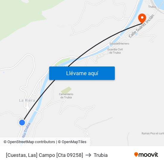 [Cuestas, Las]  Campo [Cta 09258] to Trubia map