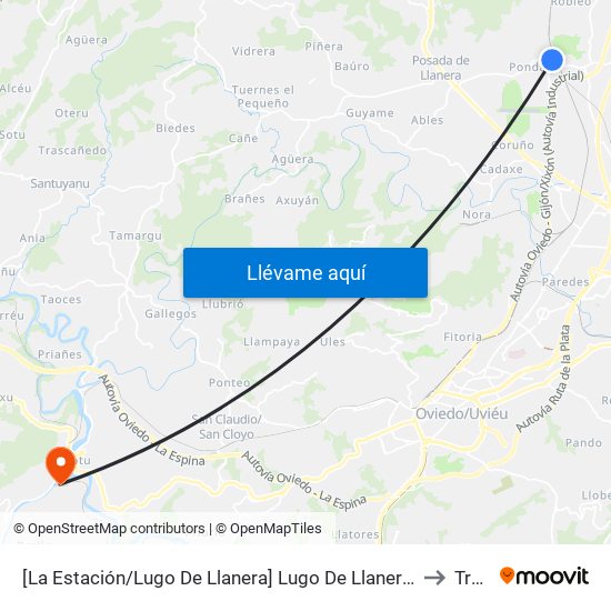 [La Estación/Lugo De Llanera]  Lugo De Llanera - Cabina [Cta 12584] to Trubia map