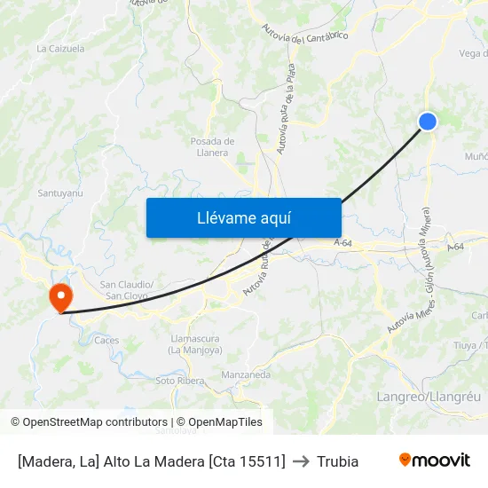 [Madera, La]  Alto La Madera [Cta 15511] to Trubia map