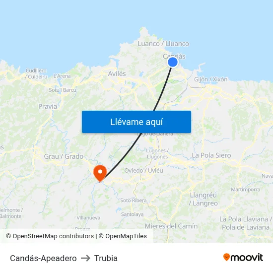Candás-Apeadero to Trubia map