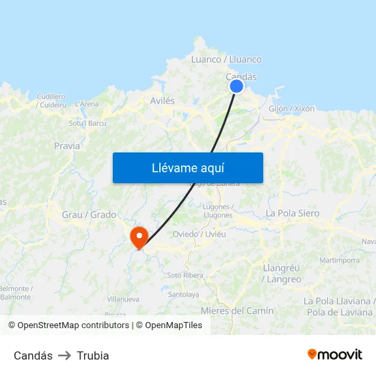 Candás to Trubia map