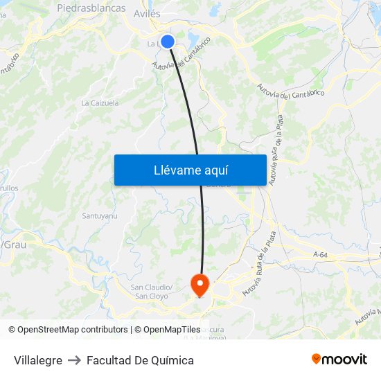 Villalegre to Facultad De Química map