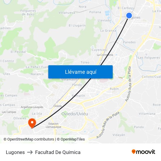 Lugones to Facultad De Química map