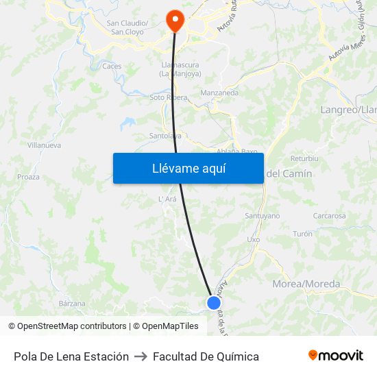 Pola De Lena Estación to Facultad De Química map