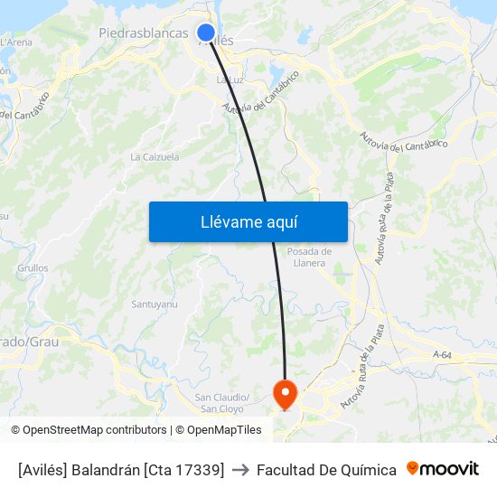 [Avilés]  Balandrán [Cta 17339] to Facultad De Química map