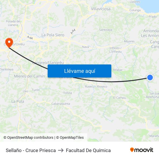 Sellaño - Cruce Priesca to Facultad De Química map