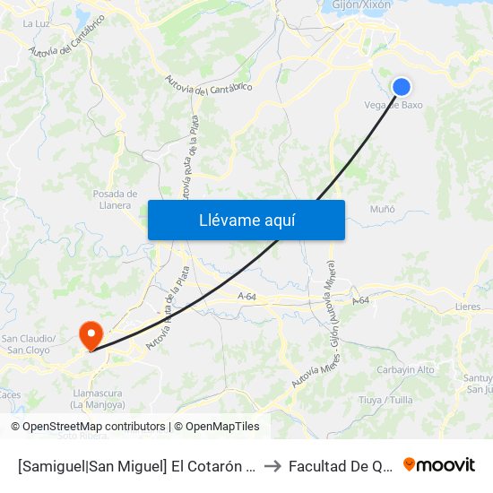 [Samiguel|San Miguel]  El Cotarón [Cta 18579] to Facultad De Química map