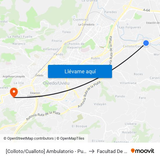 [Colloto/Cualloto]  Ambulatorio - Puente [Cta 20758] to Facultad De Química map