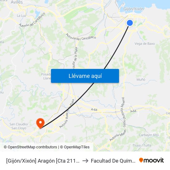 [Gijón/Xixón]  Aragón [Cta 21138] to Facultad De Química map