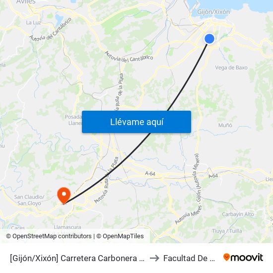 [Gijón/Xixón]  Carretera Carbonera 39 [Cta 00789] to Facultad De Química map