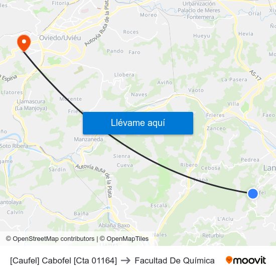 [Caufel]  Cabofel [Cta 01164] to Facultad De Química map