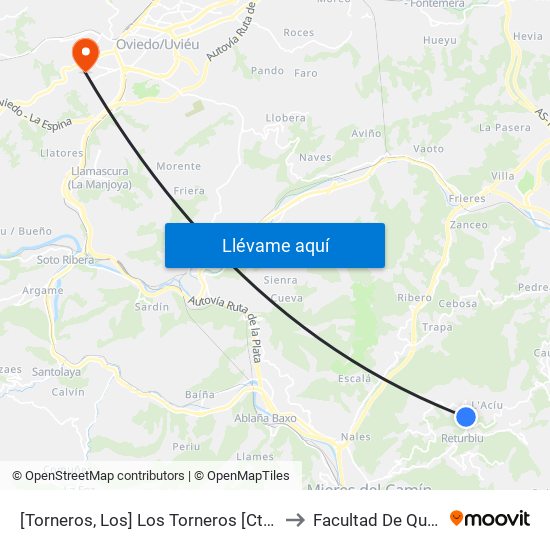 [Torneros, Los]  Los Torneros [Cta 01174] to Facultad De Química map